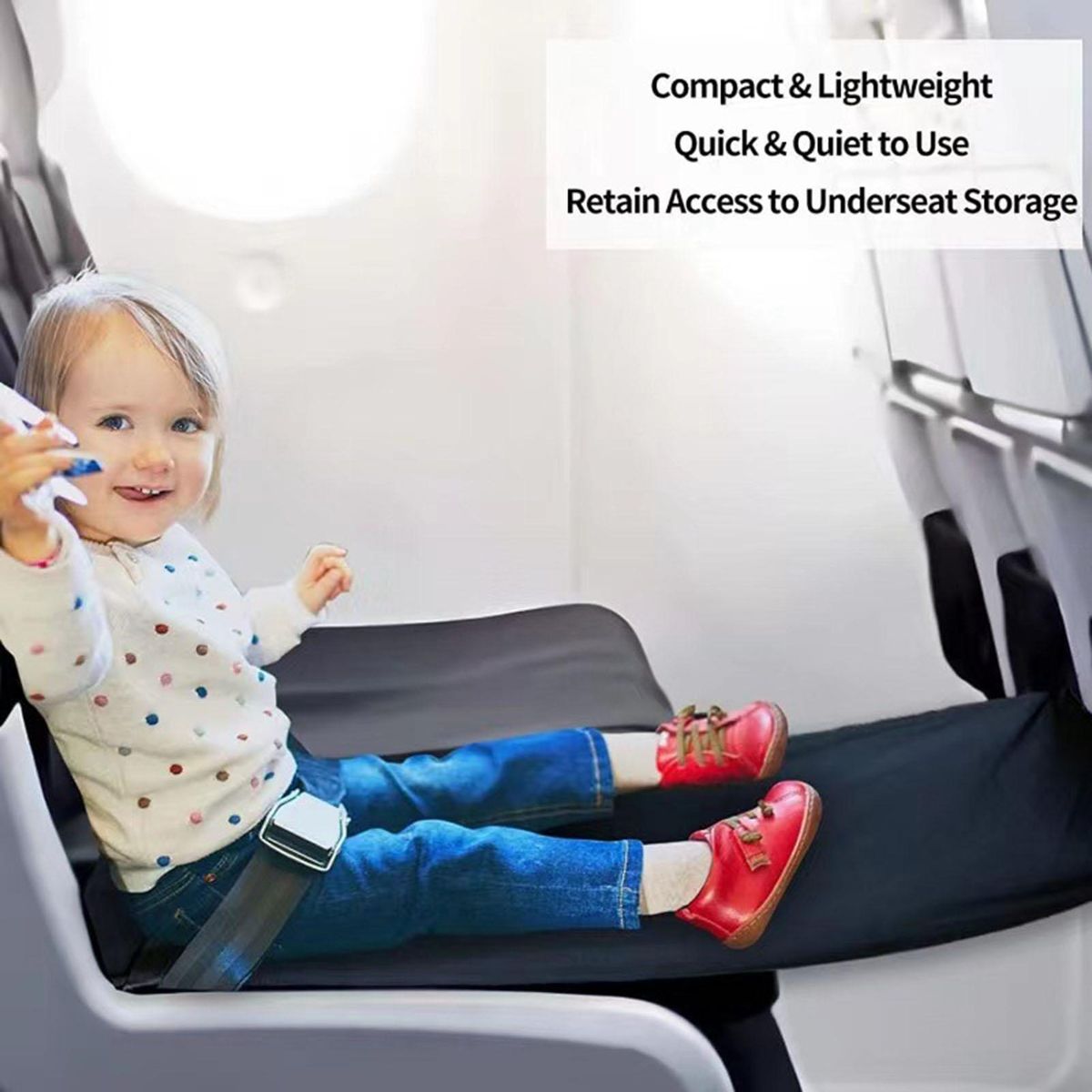 Toddler Airplane Bed Travel Use Kids Airplane Footrest Seat Extender Black