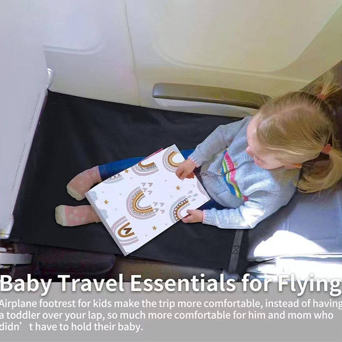 Toddler Airplane Bed Travel Use Kids Airplane Footrest Seat Extender Black