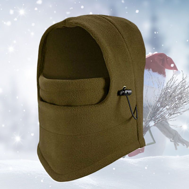 Men Women Winter Plush Drawstring Outdoor Full Face-Black