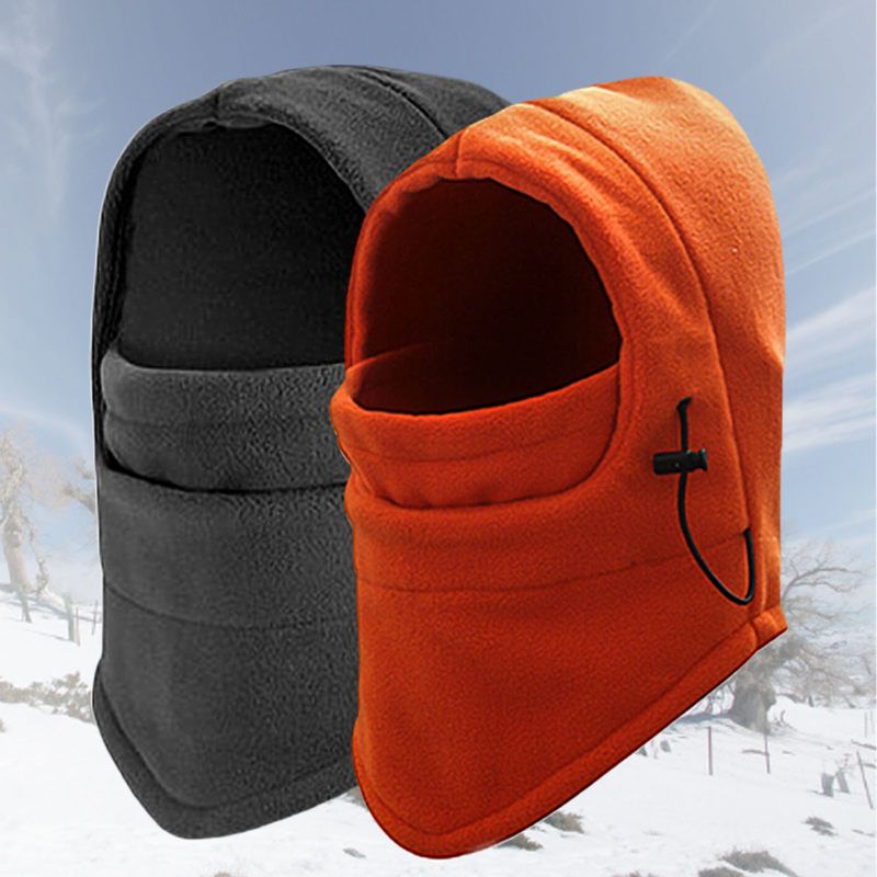 Men Women Winter Plush Drawstring Outdoor Full Face-Black