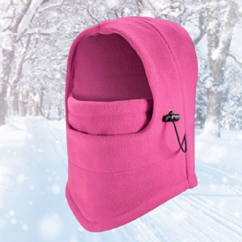 Men Women Winter Plush Drawstring Outdoor Full Face-Black