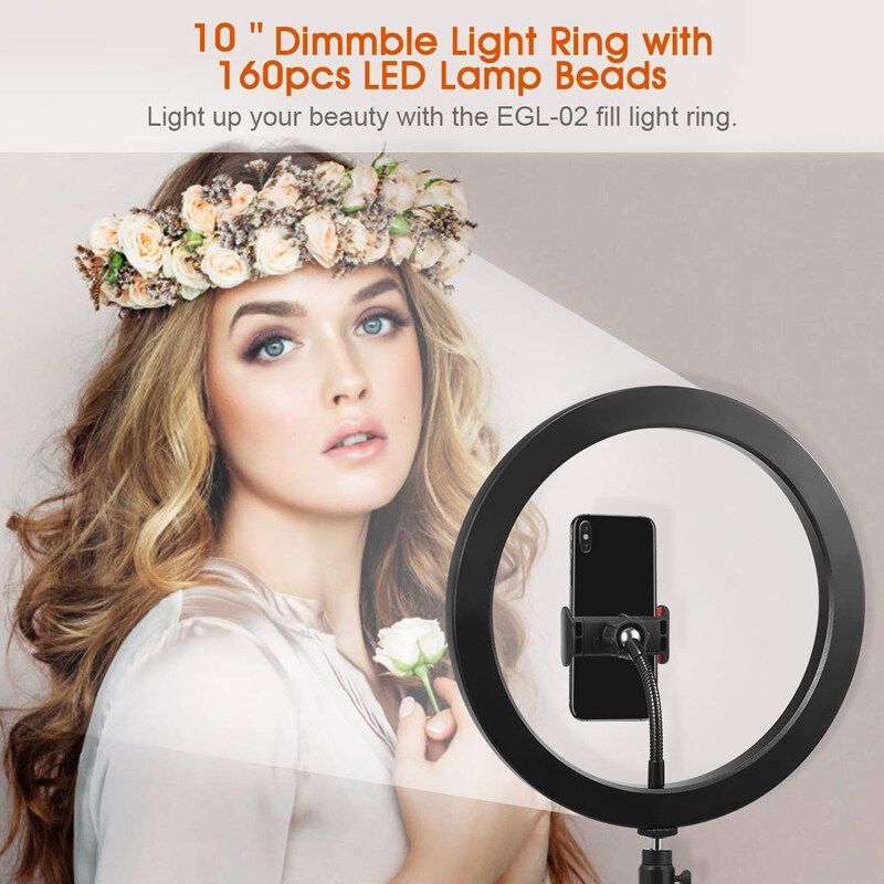 10inch LED Ring Light Tripod Stand 360° Rotatable Selfie Makeup Phone Holder Photo Bluetooth Ring Light Selfie Makeup Live