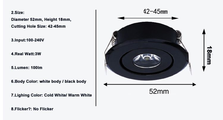 Mini Spot LED White Ceiling Recessed Downlight Aluminium