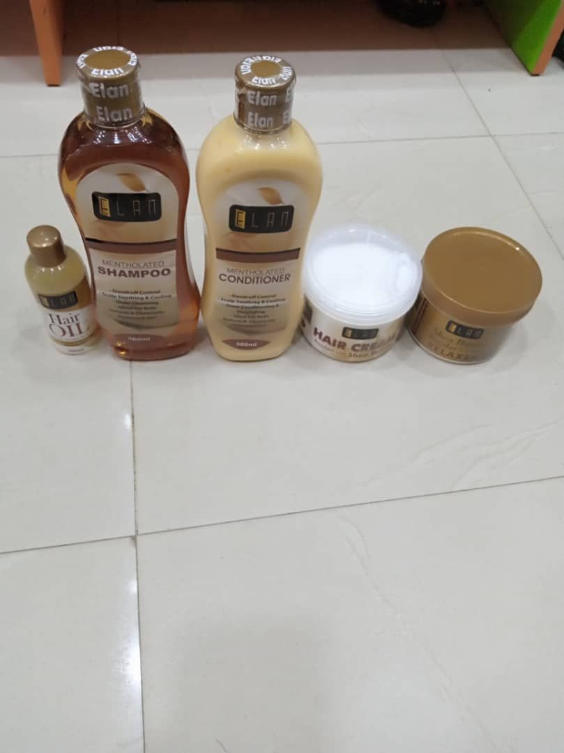 5-in-1 Elan Hair Care Bundle (Hair Booster Serum,Hair Repair Cream,Conditioner Shampoo, Relaxer