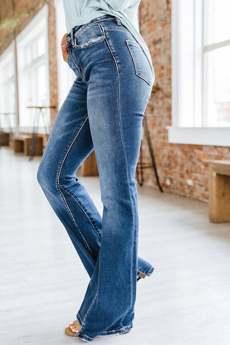 Women Slim Patchwork Wide Leg Denim Trousers Lady High-waisted Jeans