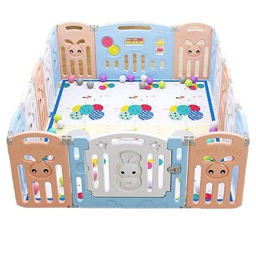 Foldable Plastic Fence With Basketball Hoop - 14 panels + Game board & Door