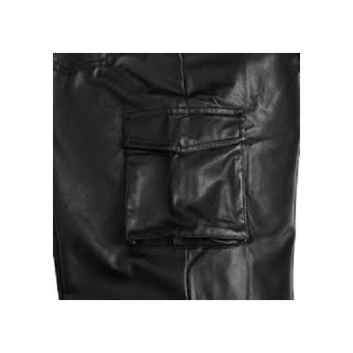Ladies Leather Cargo Pants- Black