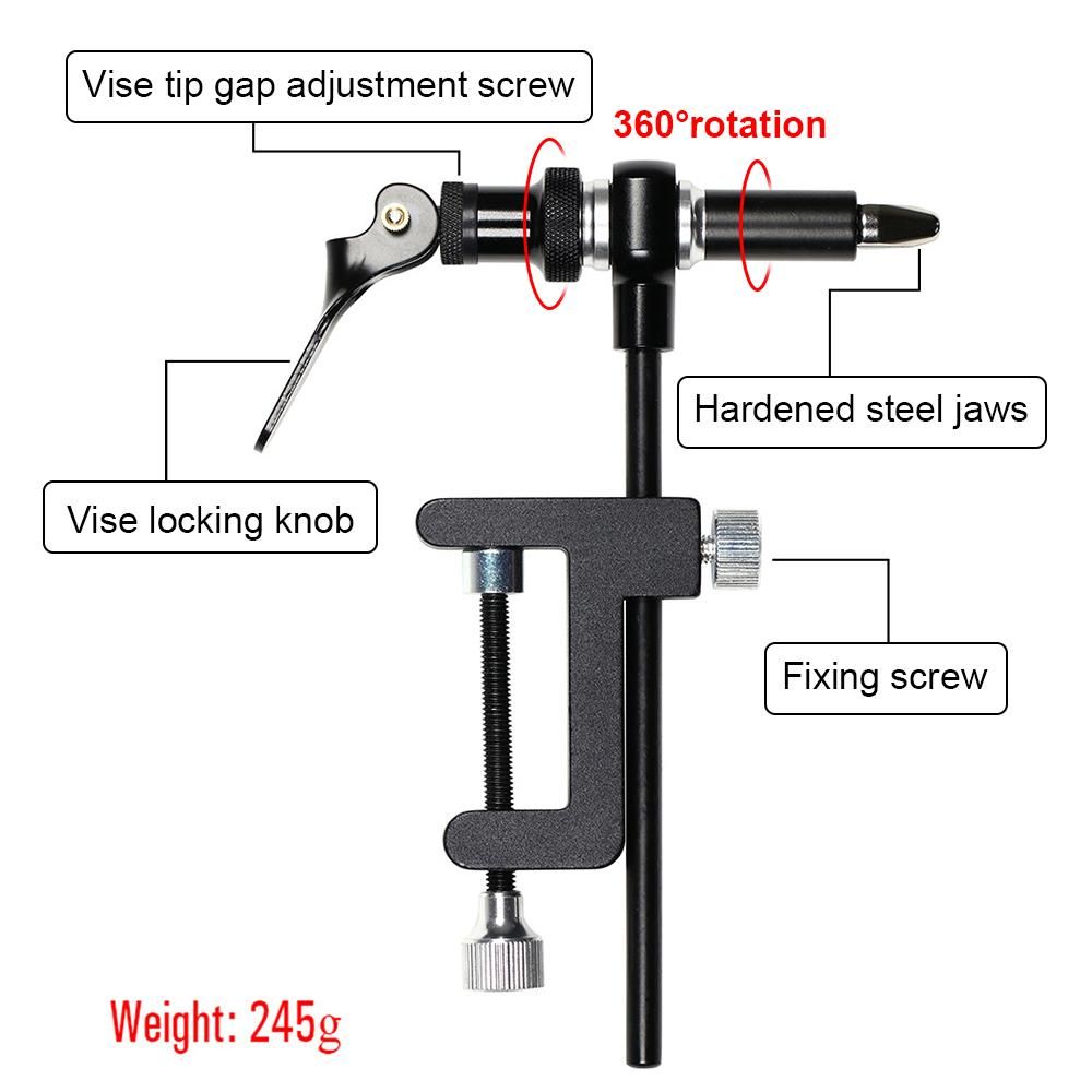 Fly Tying Tools Combo Kit Fly Tying Vise Bobbin Holder Threader Needle Whip Finisher Scissors