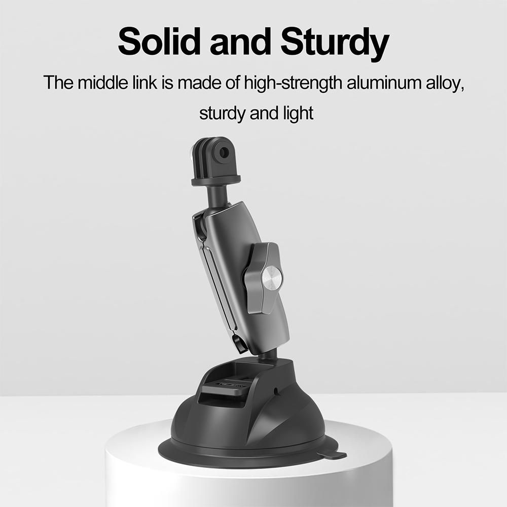 TELESIN TE-SUC-010 Aluminum Alloy Suction Cup Mount with Double Ball Head 1/4 Inch Screw Replacement for GoPro 11 10 9 Action Camera ILDC Smartphone
