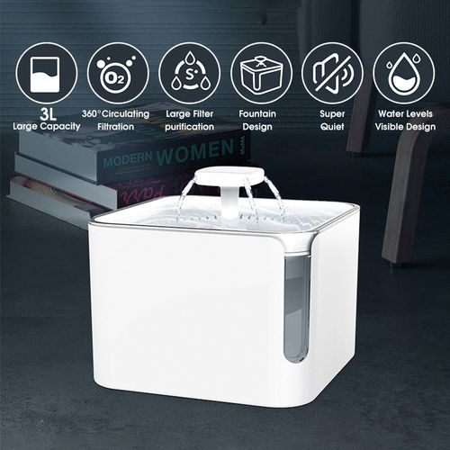 3L Large Capacity Pet USB Automatic Drinking Fountain  White