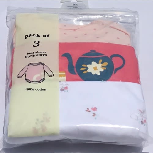 Baby Teapot Pack Of 3 Long Bodysuits