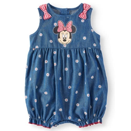 Minnie Mouse Baby Girl Chambray Romper Outfit