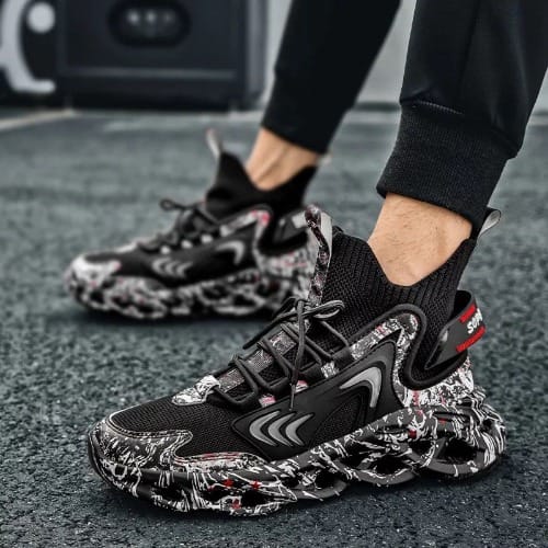 Men Laced-up Sneakers - Black
