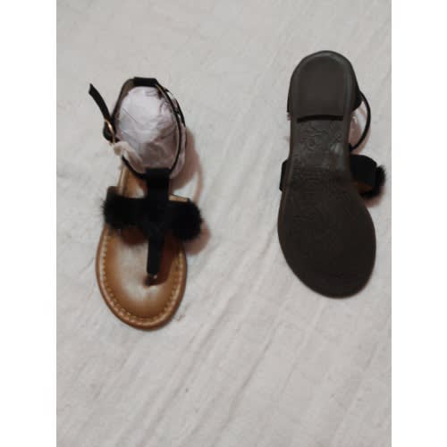 Fur Cover Sandal Black