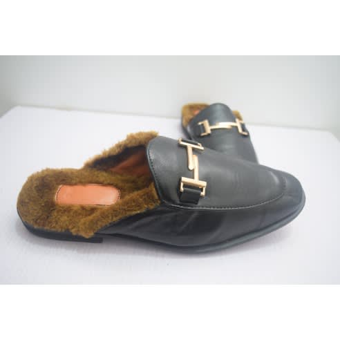 Men's Cover Leather Half Shoe With Soft Foot Mat- Black