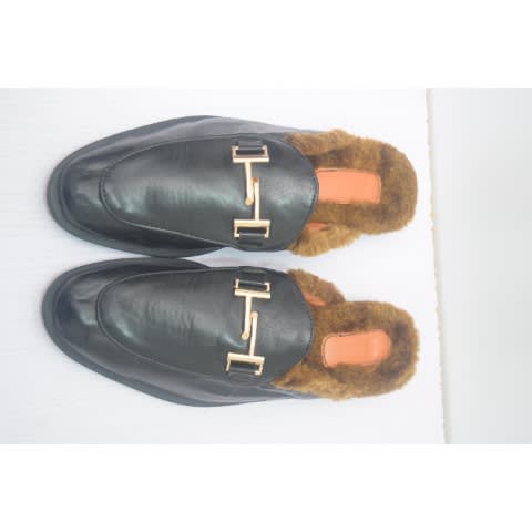 Men's Cover Leather Half Shoe With Soft Foot Mat- Black