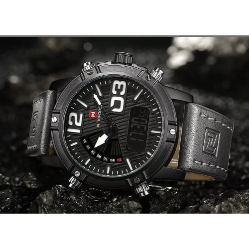 Quartz Analog Date Clock Leather Military Watch