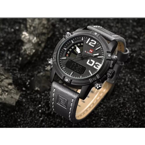Quartz Analog Date Clock Leather Military Watch