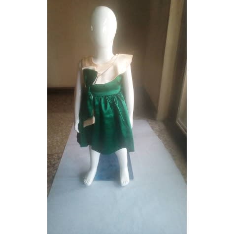 Girl Sideway Bow Gown - Green