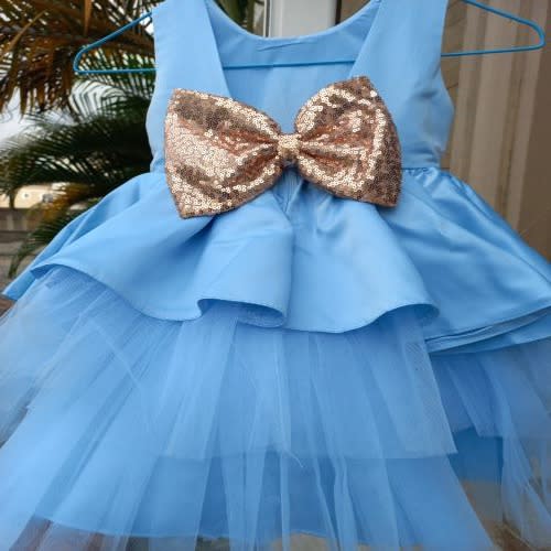 Girl' Party Dress - Sky Blue