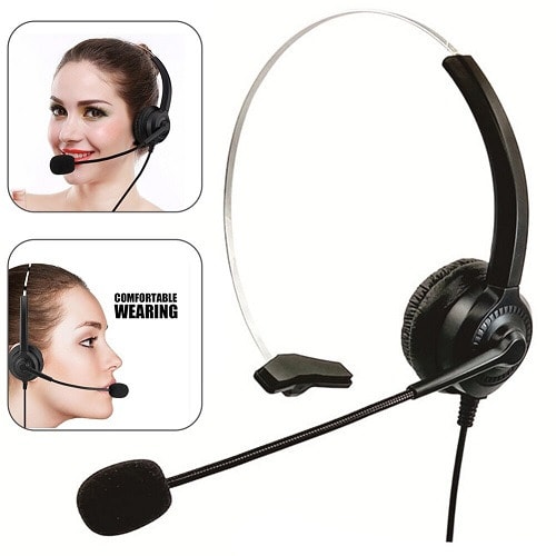 Noise Cancellation Monoral Office USB Headset For Pc And Laptop - Black