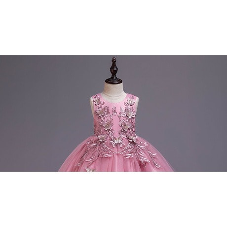 Girl's Butterfly Designed Ball Gown - Pink