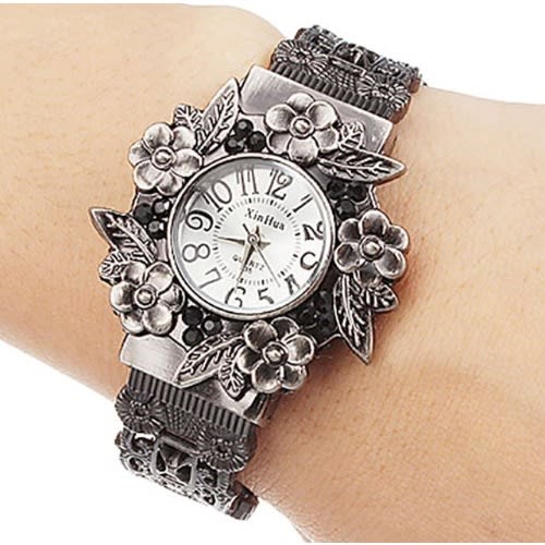 Women's Antique Flower Decorated Watch
