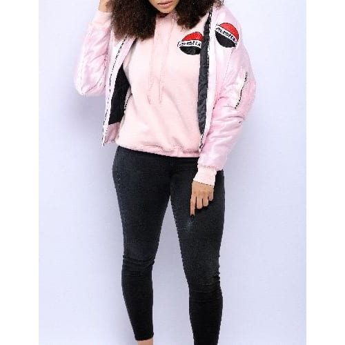 Satin Bomber Jacket - Pink