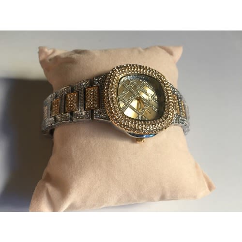 Women's Iced Luxury Bracelet Strap Watch - Gold