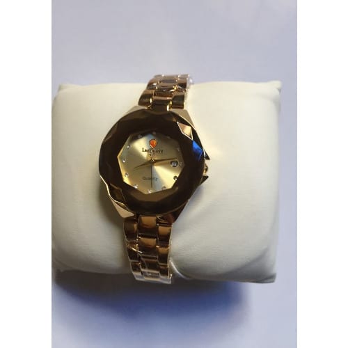 Polished Steel Ladies Wrist Watch- Gold