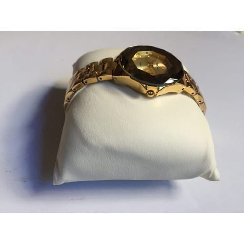 Polished Steel Ladies Wrist Watch- Gold