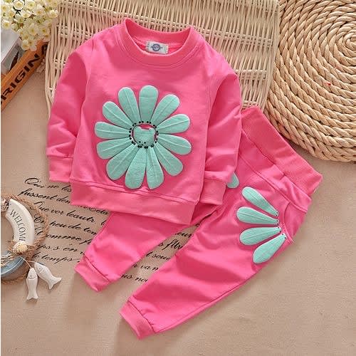Girl's 2pcs Petal Tracksuit - Pink