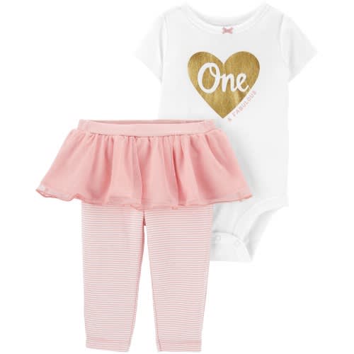 2-piece 1st Birthday Bodysuit And Tutu Pant Set - 18m