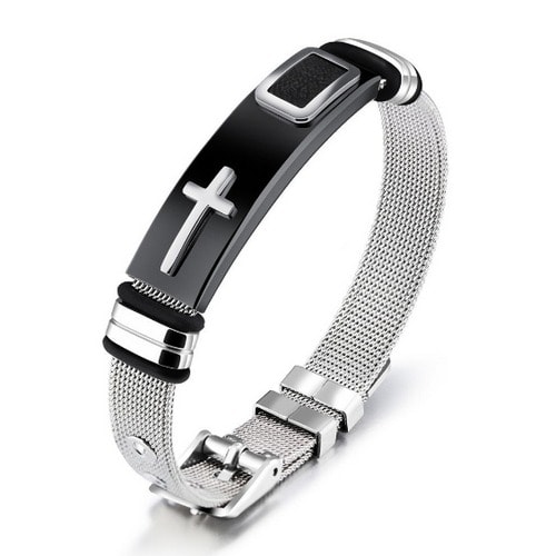Unisex Steel Bracelets-Silver & Black