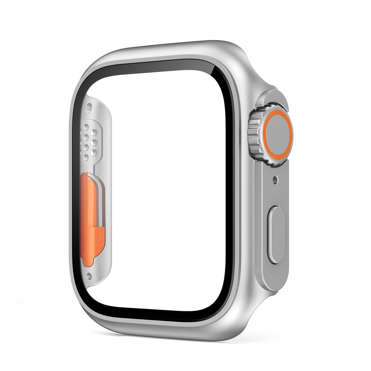 (Silver)PC Firm Cover For Apple Watch Case 40mm 44mm 41mm 45mm Glass Appearance Upgrade 49mm Turning Into Ultra For IWatch 8 7 Se 6 5 4 DOU