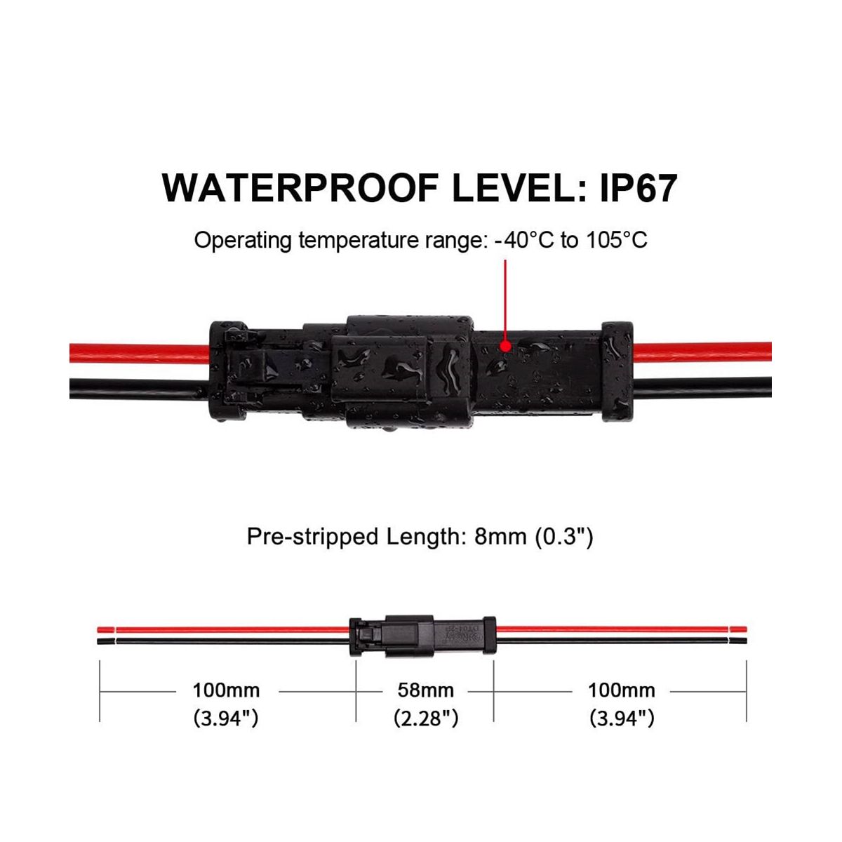 6 Pair DT 2 Pin Pigtail Kit Male Female Connector Adapter Socket Wiring Harness for LED Work Light Bar Accessories