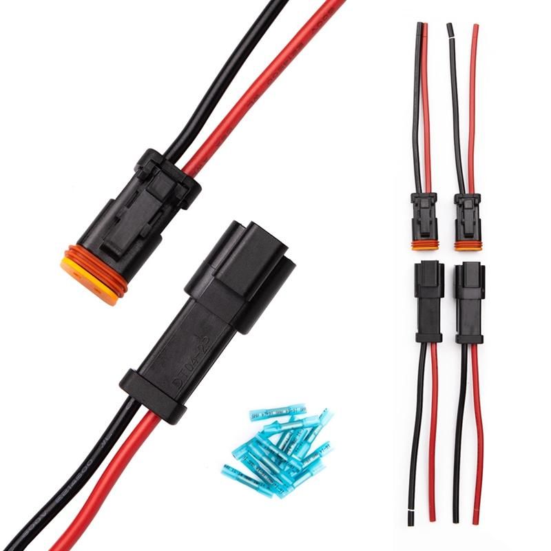 6 Pair DT 2 Pin Pigtail Kit Male Female Connector Adapter Socket Wiring Harness for LED Work Light Bar Accessories