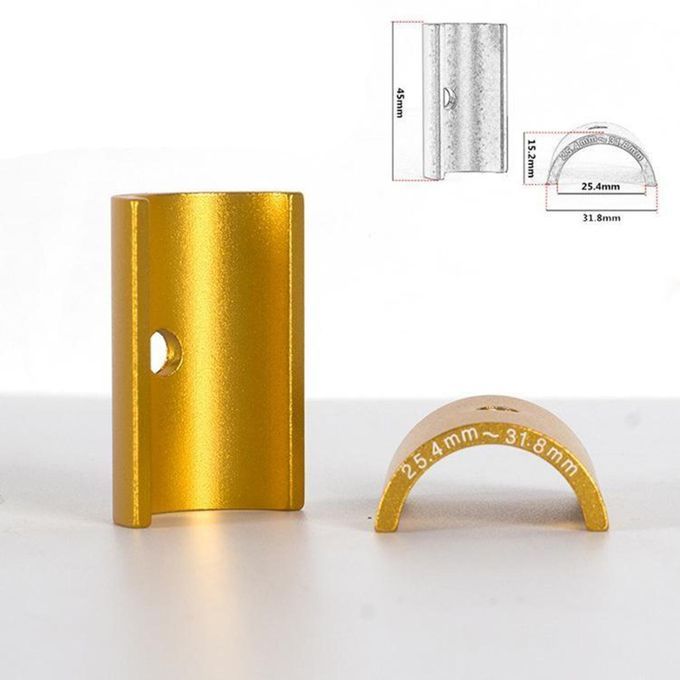Bike Stem 25.4 To 31.8mm Shim Handlebar Adapter Spacer - 1 Pair Golden