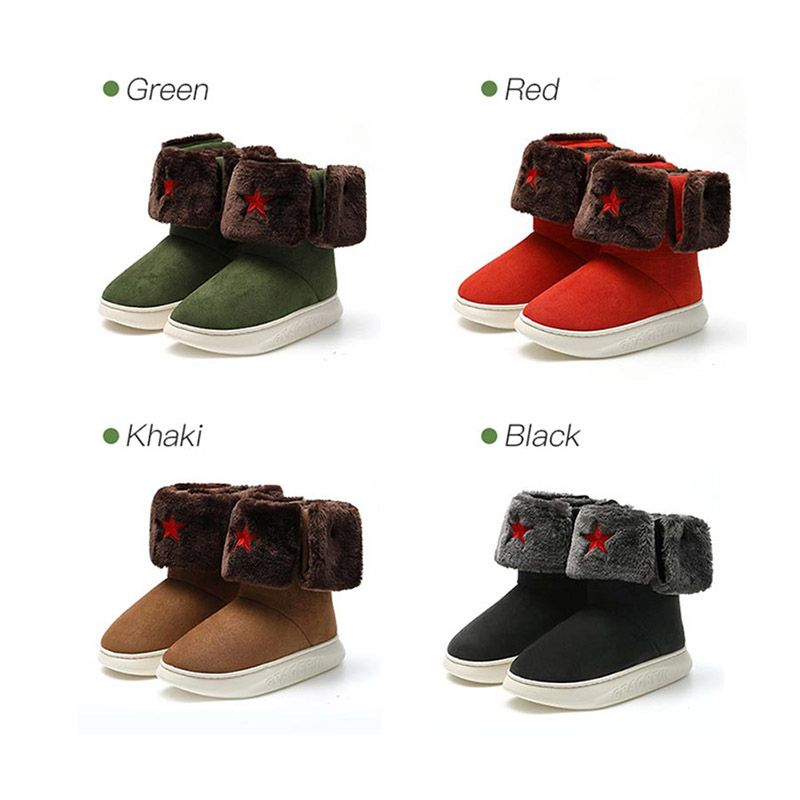 Winter Boots Men Fur Suede Flat Slip On Ankle Snow Boots Women's Indoor Oudoor Casual Shoes Keep Warm Slippers Mens Plus Size 45-Army Green