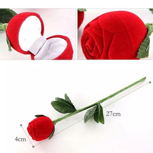 RED ROSE FLOWER RING CASE CLASSY WEDDING RING BOX
