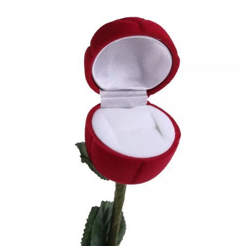 RED ROSE FLOWER RING CASE CLASSY WEDDING RING BOX