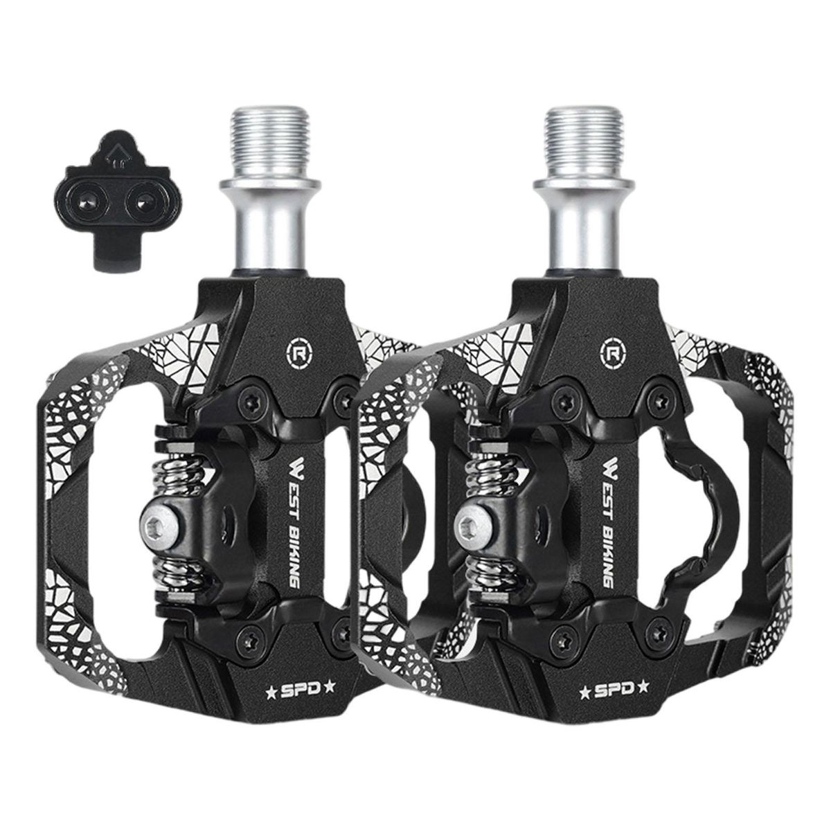 MTB Bike Pedals Dual Function Flat 3 Sealed Bearings Aluminum Black