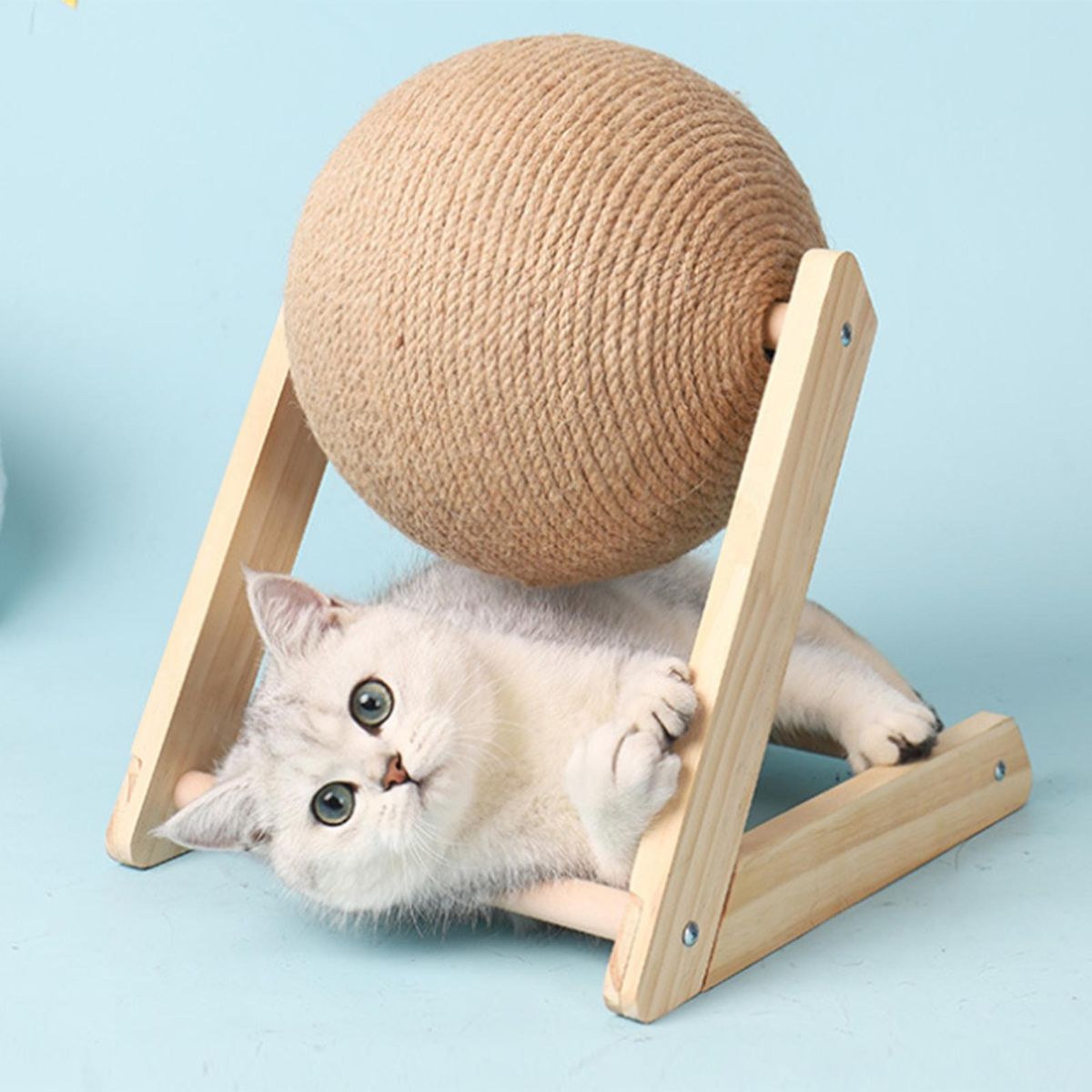 Cat Scratching Board Cat Toys Wooden Cat Scratching Balls Grind Claw Scratching Board Hand Wrapped Sisal Rope Ball Cat Climbing Frame Durable Cat Scratching Post Pet Supplies