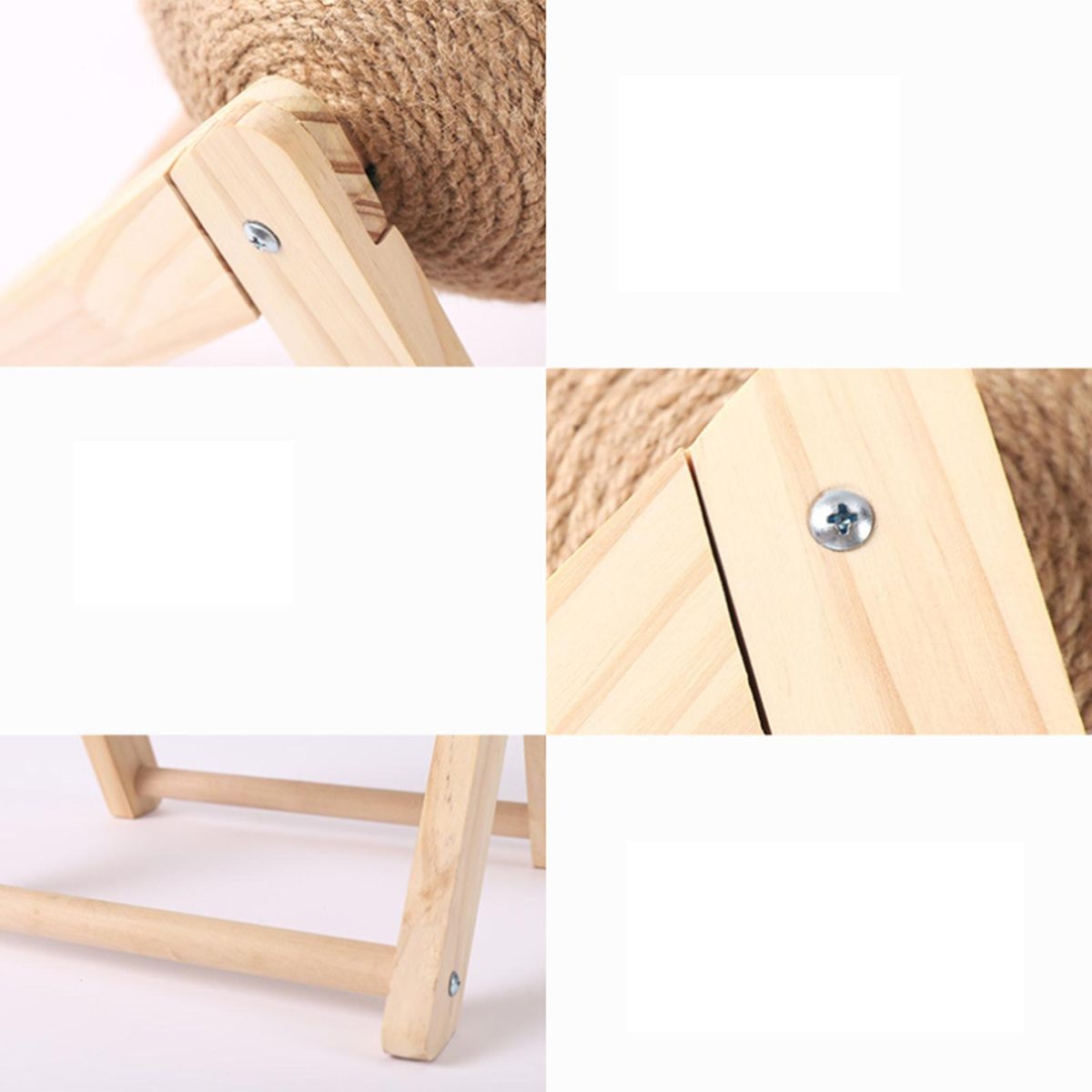 Cat Scratching Board Cat Toys Wooden Cat Scratching Balls Grind Claw Scratching Board Hand Wrapped Sisal Rope Ball Cat Climbing Frame Durable Cat Scratching Post Pet Supplies