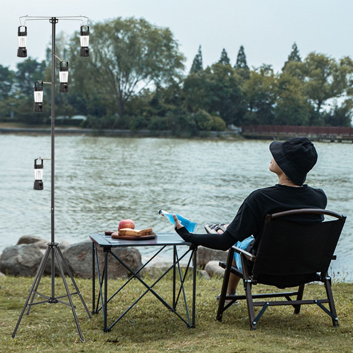 Detachable Lantern Stand Lamp Tripod Camping Lamp Bracket