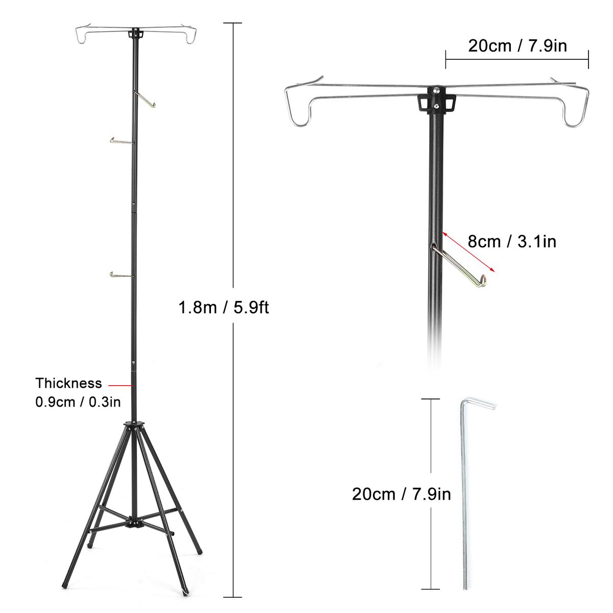 Detachable Lantern Stand Lamp Tripod Camping Lamp Bracket