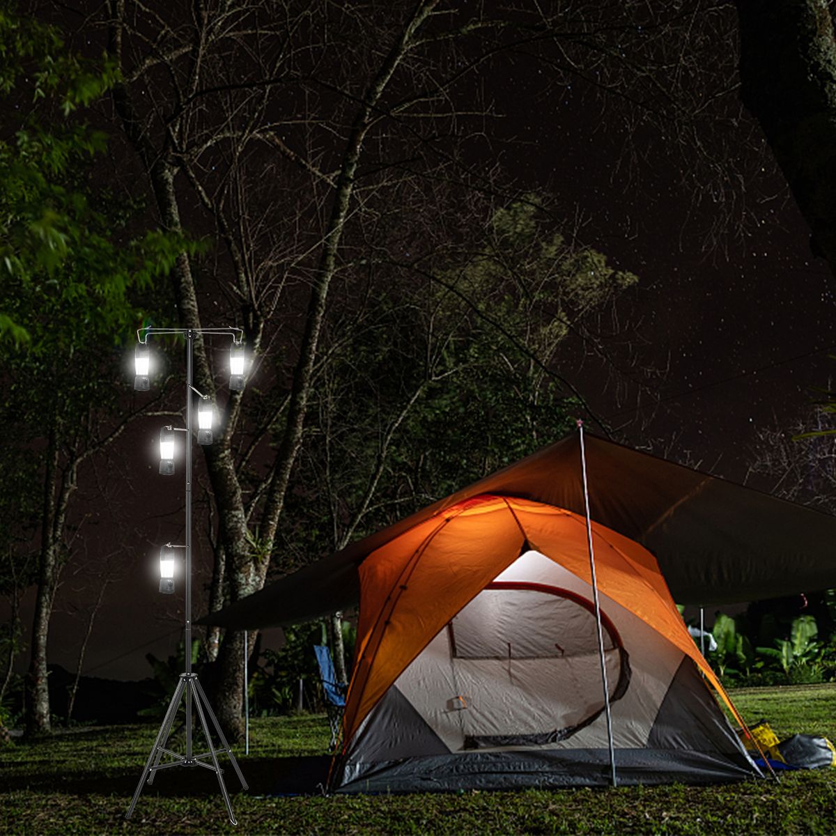 Detachable Lantern Stand Lamp Tripod Camping Lamp Bracket