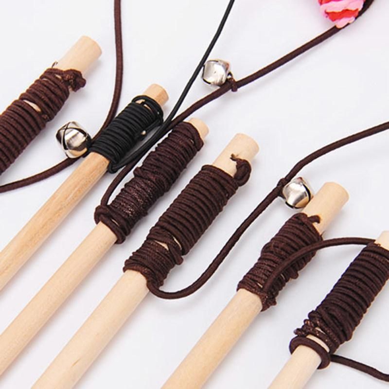 Pet Kitten Cat Teaser Wood Stick Rod Wand Rat Pumpkin Fish-