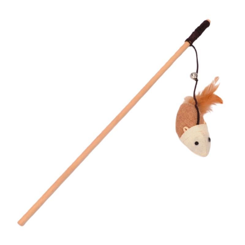 Pet Kitten Cat Teaser Wood Stick Rod Wand Rat Pumpkin Fish-