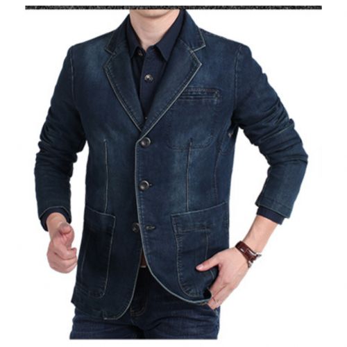 EXECUTIVE MEN'S DENIM LONG SLEEVE SUIT FIT  JACKET COAT.